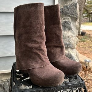 Vera Wang Fold-Over Wedges Boots